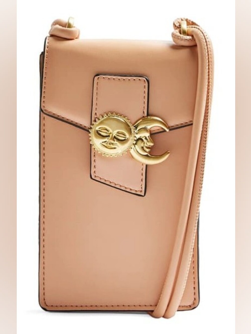Peach Crossbody Phone Bag with Moon & Sun Accent TOPSHOP North/south